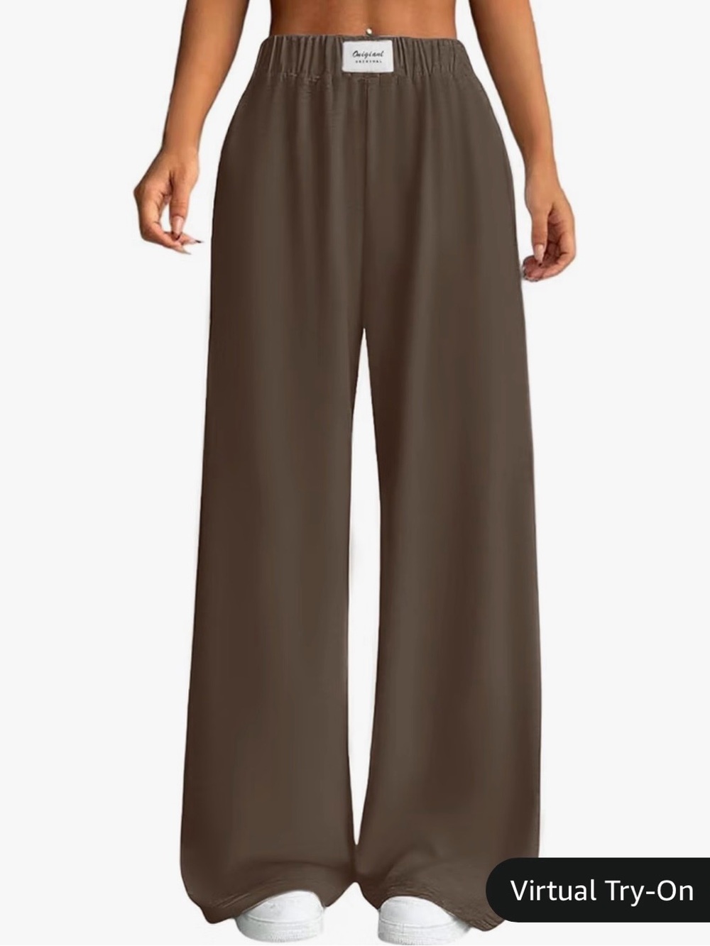 Amazon Wide-Leg Elastic Waist Pants - Brown